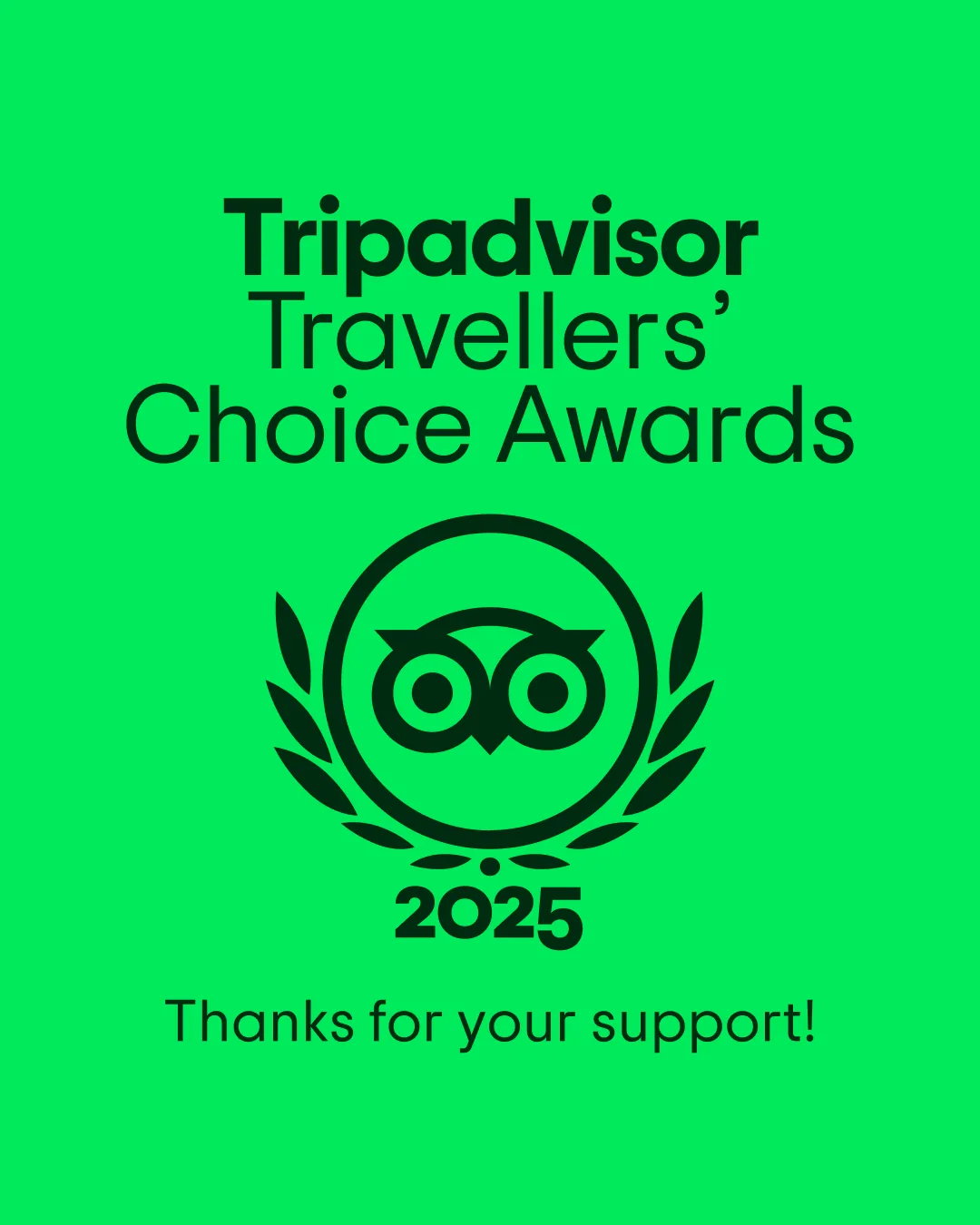 TripAdvisor Traveler's Choice Certificate